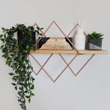 Geometric Diamond Wall Mounted Metal Floating Organizer Shelve - waseeh.com