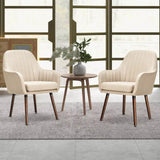 Set of 2 Chairs Linen Fabric Upholstered Arm Modern Chair For Living Room