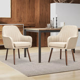 Set of 2 Chairs Linen Fabric Upholstered Arm Modern Chair For Living Room