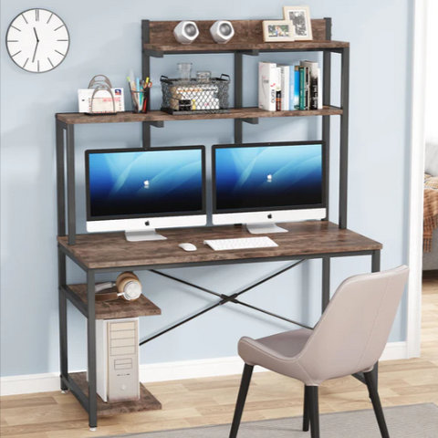 Vicinity Vintage Computer Workstation Home Office Desk Table - waseeh.com