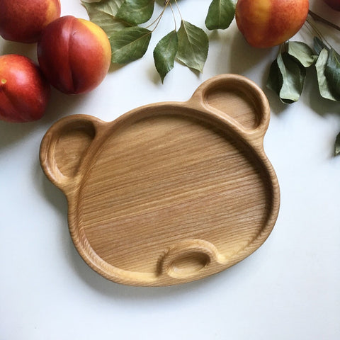 Bear Shape Kids Wooden Platter Tray - waseeh.com